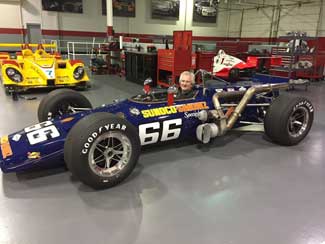 Bernie King in Team Penske's first Indy 500 entry, the historic 1969 Lola