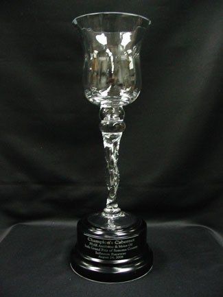 The champion goblet trophy won by Helio Castroneves for his wine country victory at Sonoma in 2008.