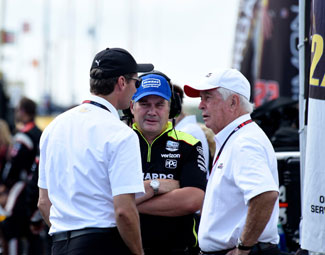 Moyer with Team Penske President Tim Cindric and Roger Penske