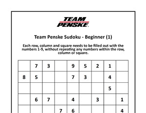 Team Penske Sudoku Beginner