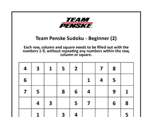 Team Penske Sudoku Beginner