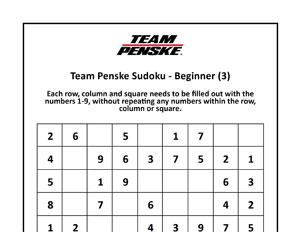 Team Penske Sudoku Beginner