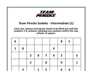 Team Penske Sudoku Intermediate