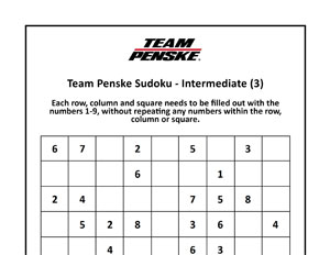 Team Penske Sudoku Intermediate 