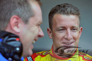 Allmendinger and crew chief Todd Gordon enjoy a laugh during Preseason Thunder